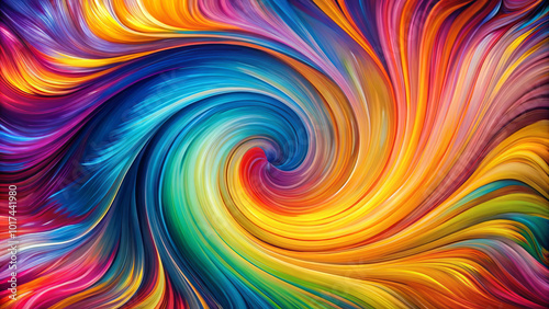 vibrant swirl of colorful paint creates dynamic and energetic visual experience, showcasing blend of bright hues and fluid motion. This artwork captures essence of creativity and expression