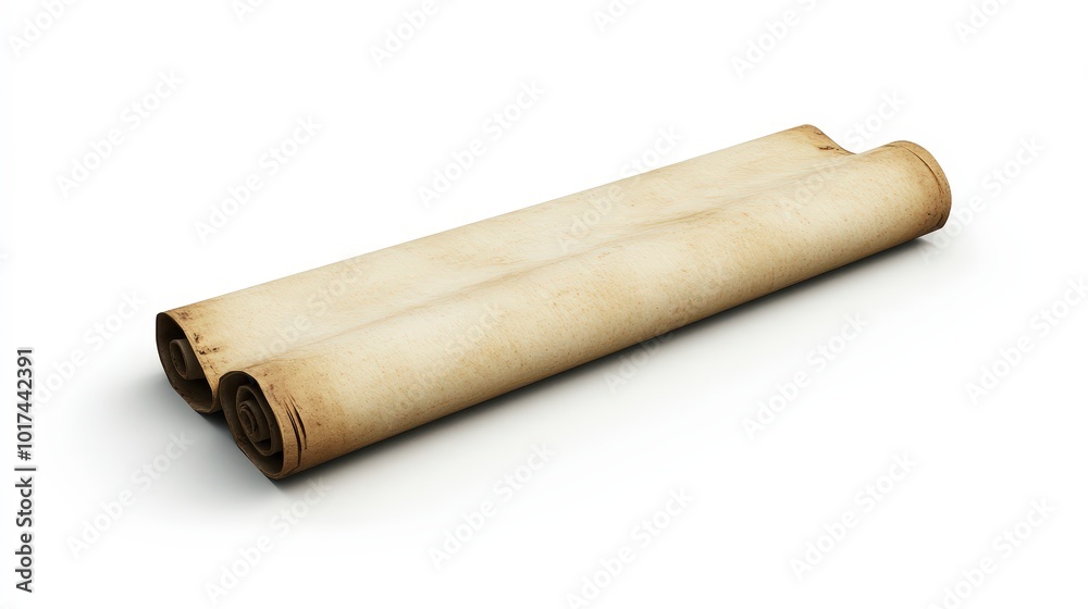 Fototapeta premium Ancient scrolls on white background illustrating historical document concepts