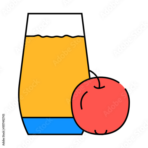apple juice smoothie drink line icon vector. apple juice smoothie drink sign. isolated symbol illustration