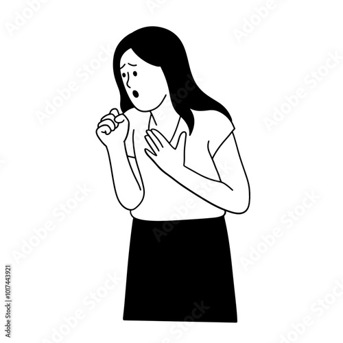 Woman having cough