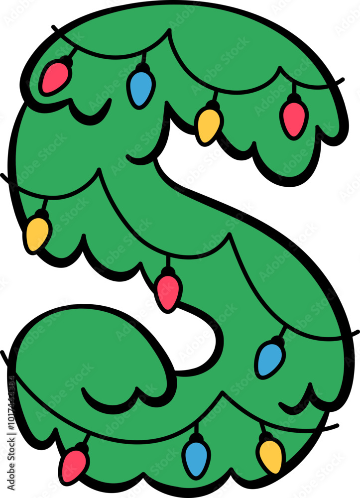 Naklejka premium S Christmas Tree Hanging Light Decor Alphabet