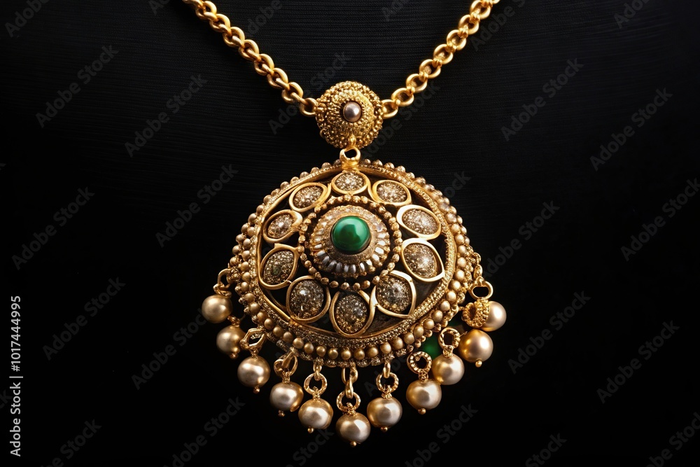 Antique gold necklace with pendant hanging Antique gold necklace with pendant hanging