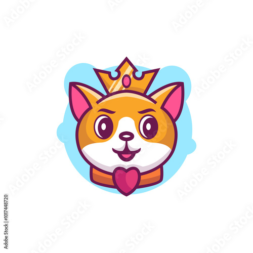 Cute Cat King Logo Template uses a modern style vector look