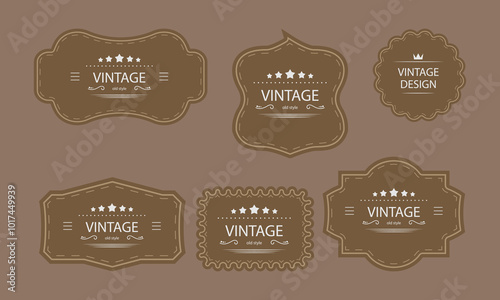 Vintage label and badge set for retro product branding and packaging

