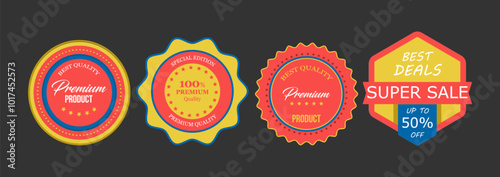 Premium product and super sale badges for marketing and discount designs

