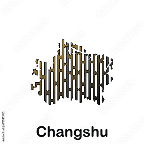 Map City of Changshu Tech Logo Vector Design Illustration, modern technology connection logo design template photo