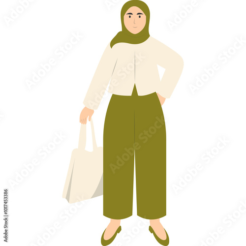 Hijab Girl Fashion Style Character. Vector Illustration in Flat Cartoon Design.