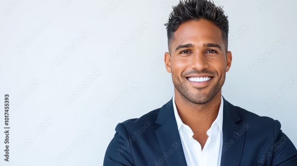 Smiling confident businessman in a suit standing in a modern office. Concept of success, leadership, and professionalism. Smiling confident businessman in a suit standing in a modern office. Concept of success, leadership, and professionalism.