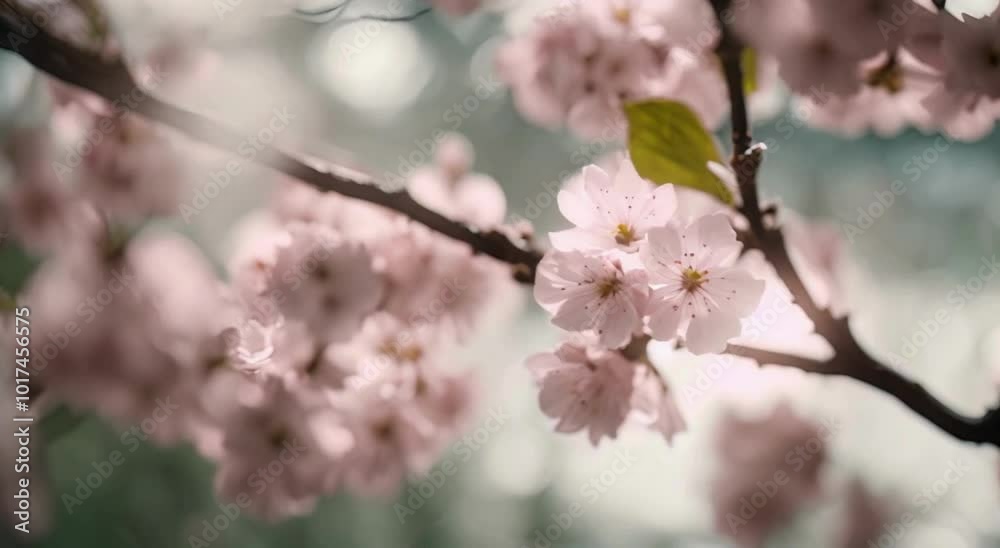 Cherry Blossoms Floating into a Bustling Cafe Interior Cherry Blossoms Floating into a Bustling Cafe Interior