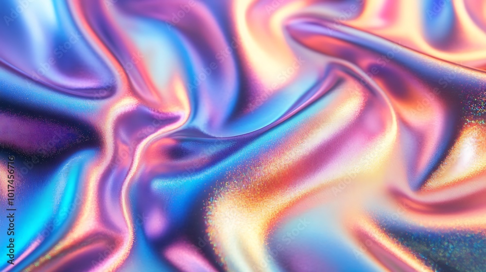 A vibrant, iridescent fabric creating a mesmerizing blend of colors and flowing texture. A vibrant, iridescent fabric creating a mesmerizing blend of colors and flowing texture.