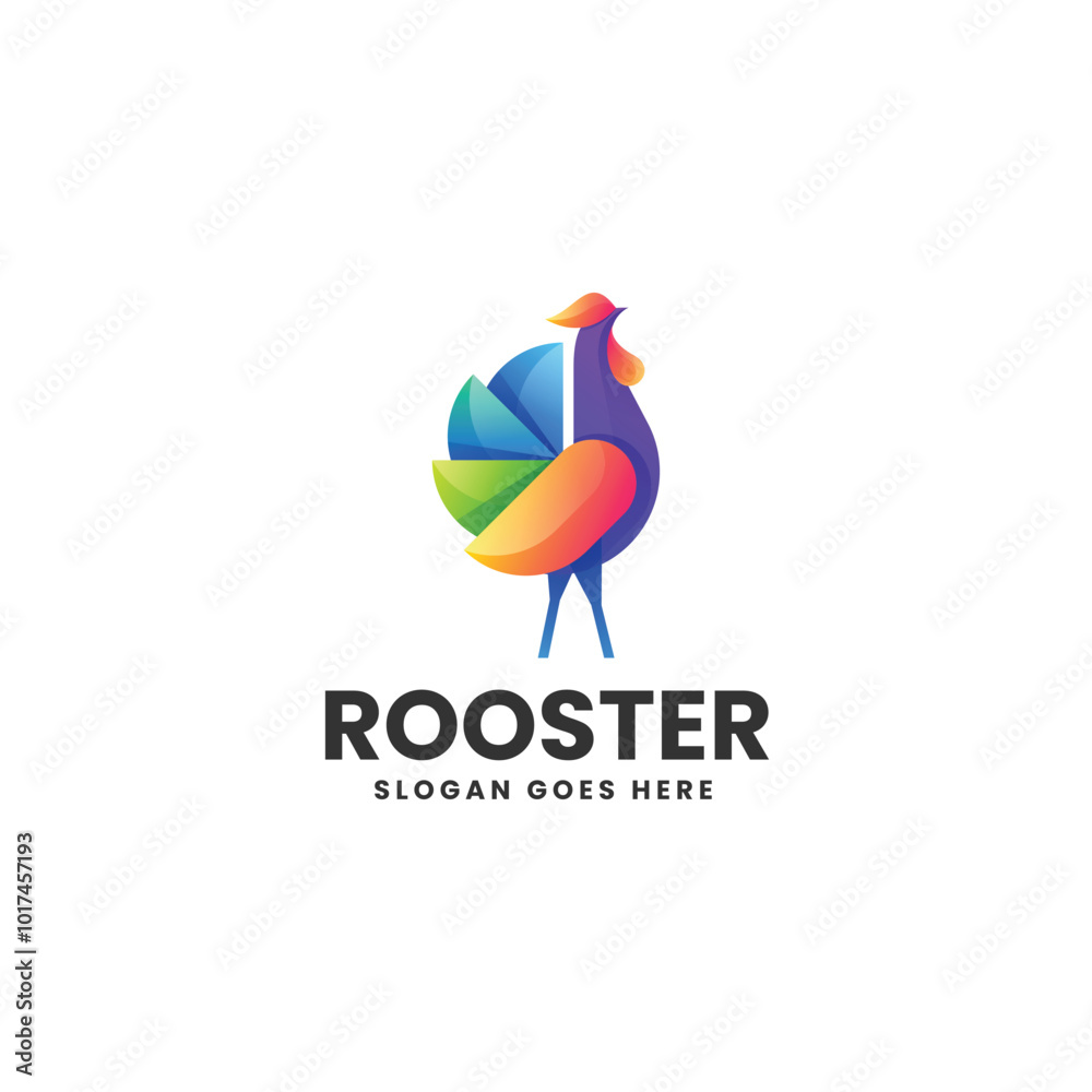 Fototapeta premium Vector Logo Illustration Rooster Gradient Colorful Style