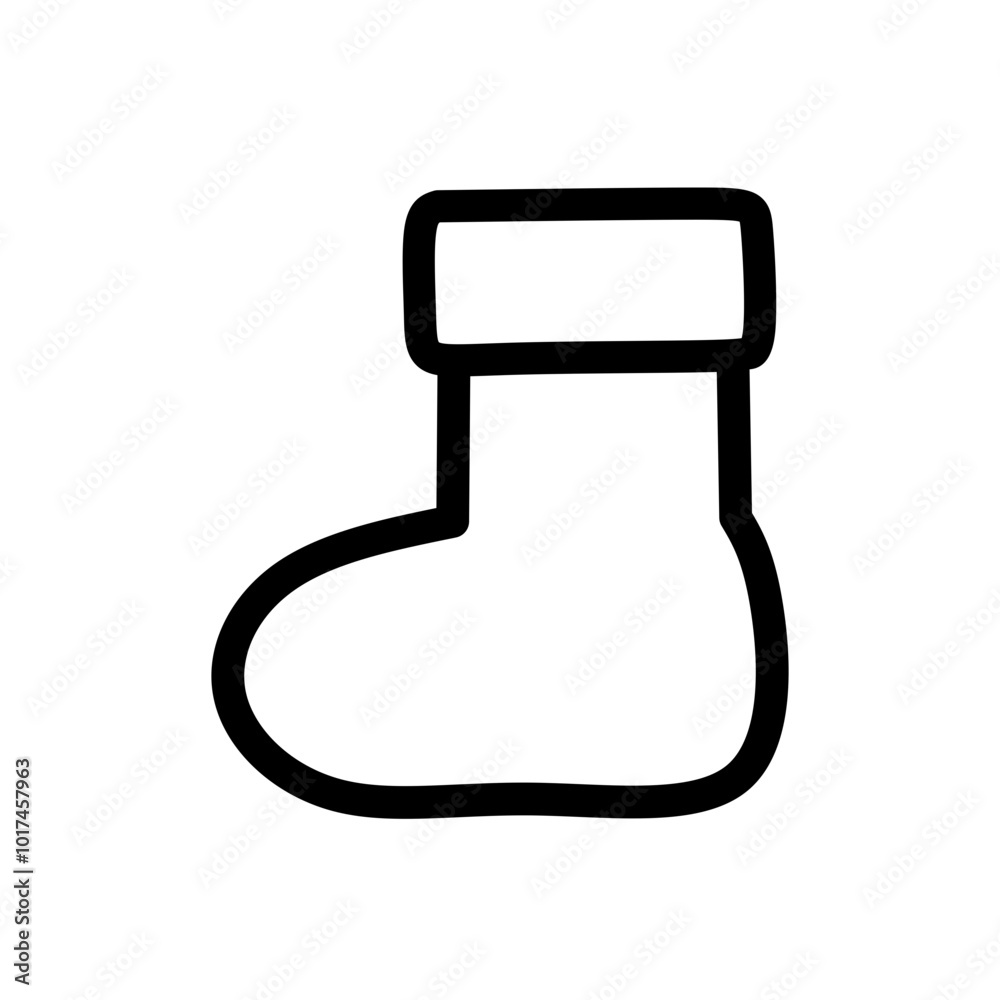 Christmas Sock Vector Icon, Hand drawn style illustration of Sock Line Art, Christmas gift sock Line Art Icon Christmas Sock Vector Icon, Hand drawn style illustration of Sock Line Art, Christmas gift sock Line Art Icon