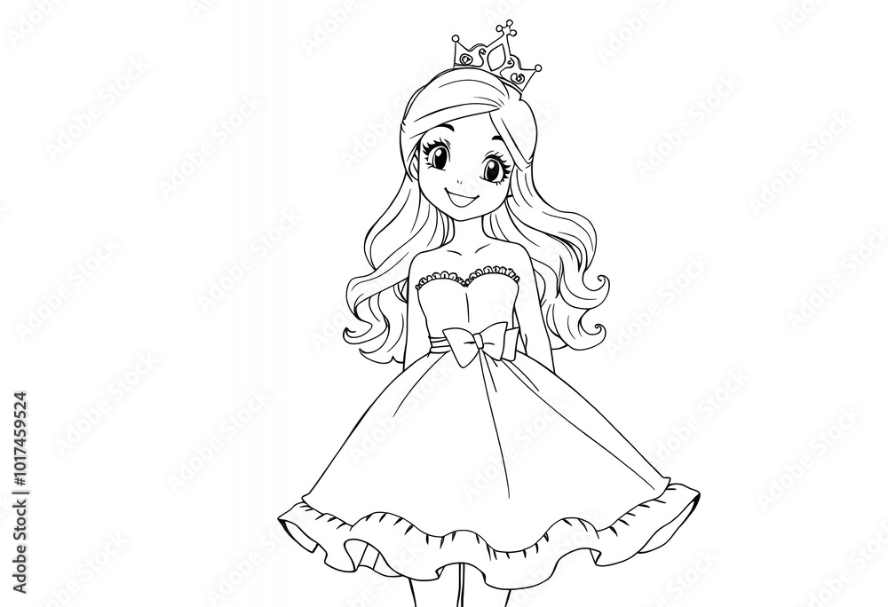 Beautiful Princess Coloring Page Illustration Beautiful Princess Coloring Page Illustration