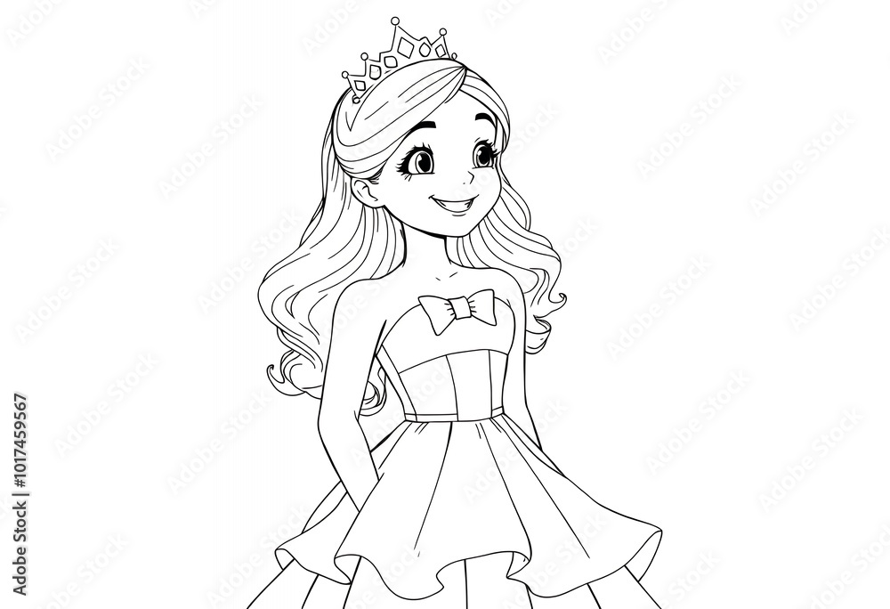 Princess in a Dress Outline Coloring Page Princess in a Dress Outline Coloring Page