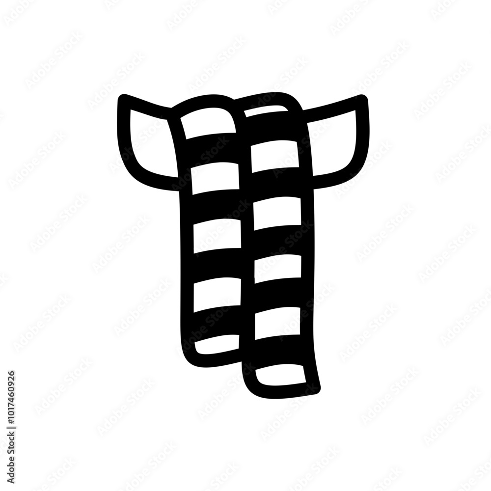 Hand Drawn Striped Scarf Vector, Cute Scarf Icon, Line Art Scarf Illustration Hand Drawn Striped Scarf Vector, Cute Scarf Icon, Line Art Scarf Illustration