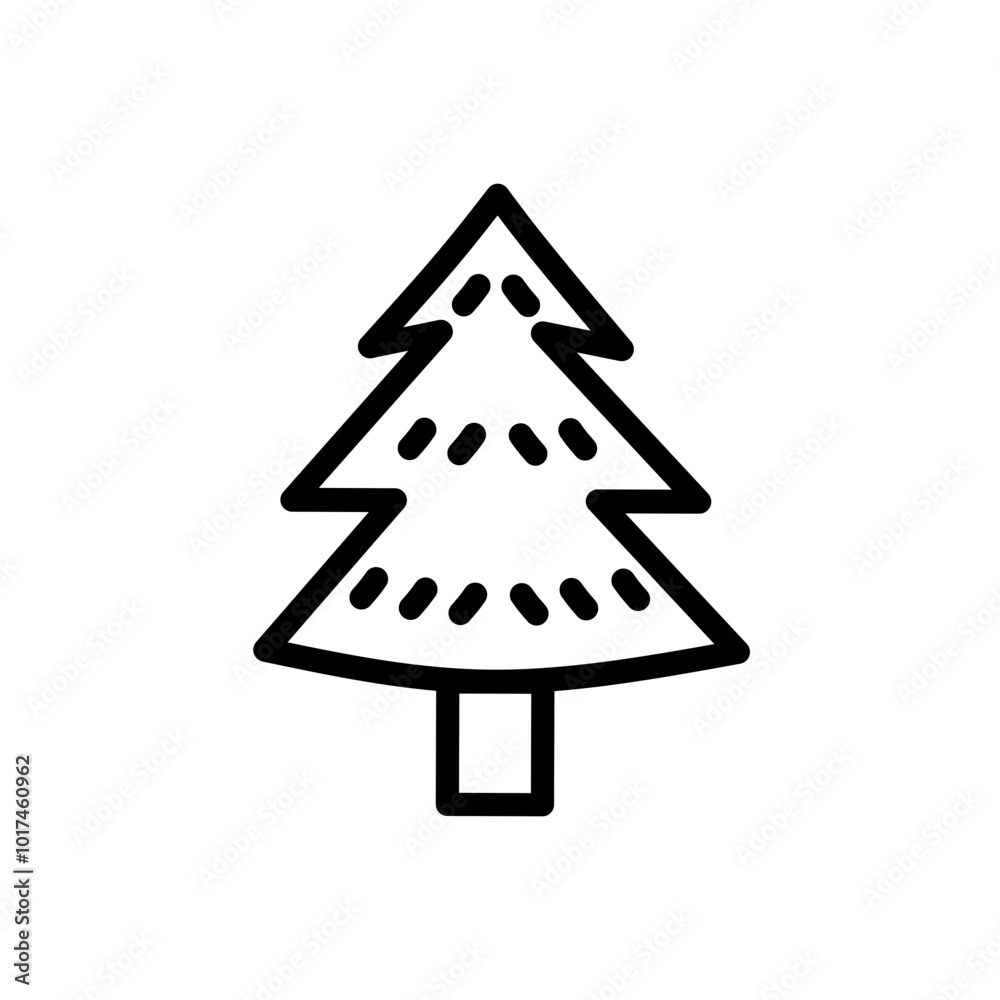 Fototapeta premium Hand Drawn Christmas Decoration Pine Tree Vector, Christmas Tree Icon with Line Pattern, Pine Tree Icon Illustration