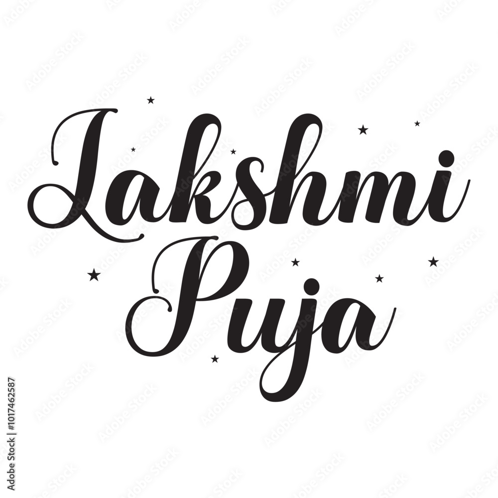 Lakshmi Puja, text design. Vector calligraphy. Typography poster. Usable as background or greeting cards. Vector illustration. EPS 10/AI Lakshmi Puja, text design. Vector calligraphy. Typography poster. Usable as background or greeting cards. Vector illustration. EPS 10/AI