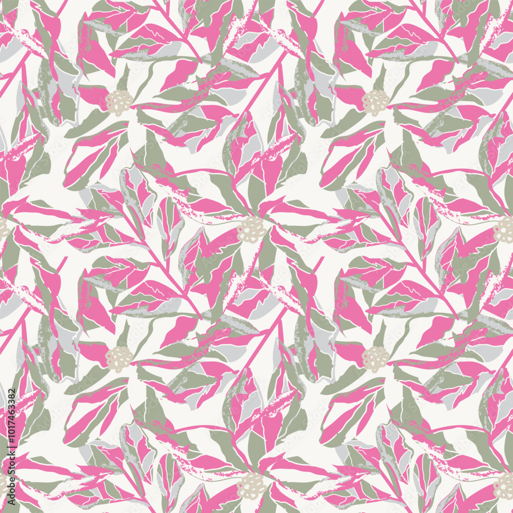 Neutral Colour Abstract Floral Seamless Pattern Design