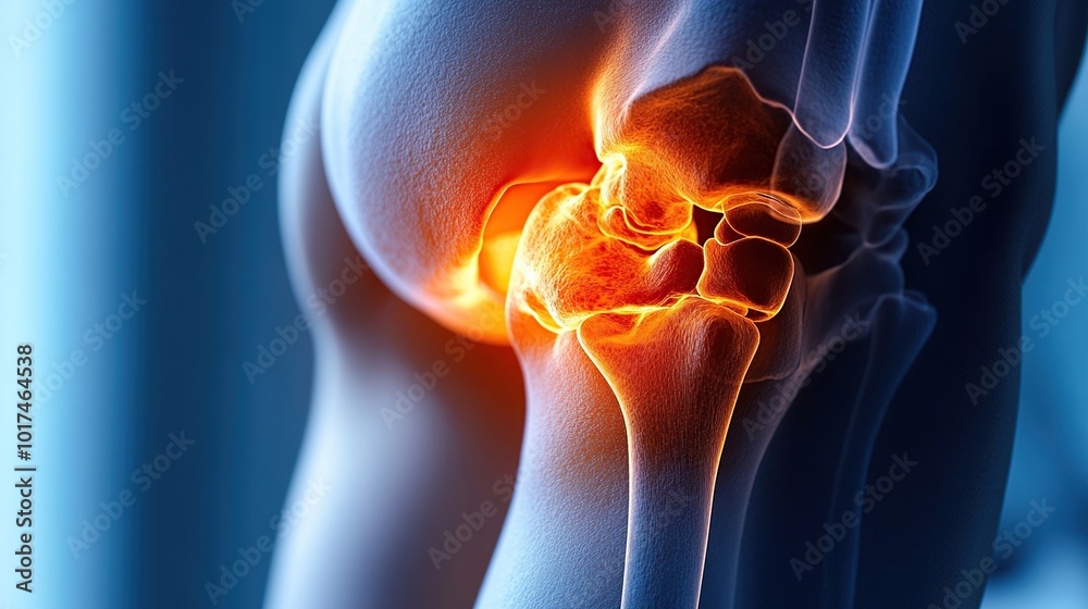 Close-up of Human Knee Joint with Pain Illustration Close-up of Human Knee Joint with Pain Illustration