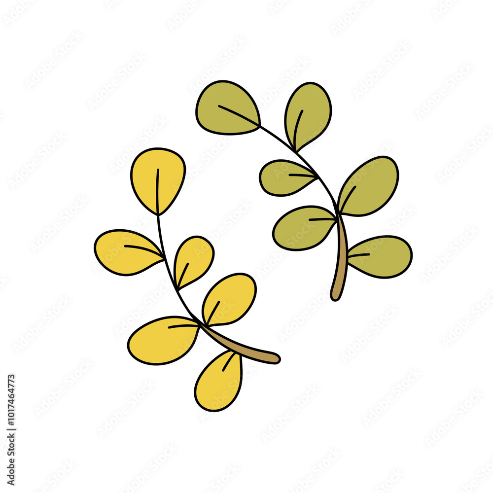 Obraz premium Two leaves with one being yellow and the other being green