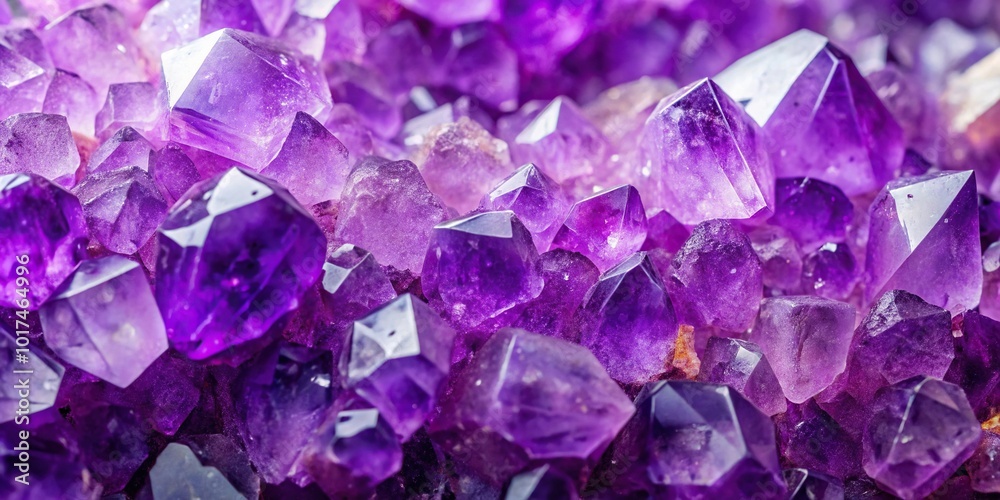 Aerial view of bright purple texture from natural amethyst gemstone Aerial view of bright purple texture from natural amethyst gemstone