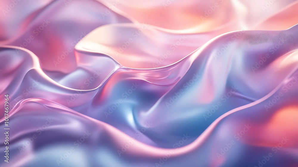 Obraz premium A soft, flowing fabric display with pastel colors and smooth textures, creating a serene and dreamy visual effect.