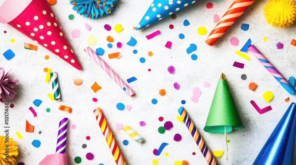 Obraz premium Colorful Party Supplies and Festive Decorations