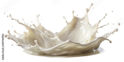 Aerial milk splash isolated on white background