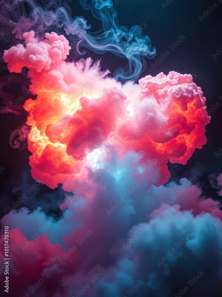 A futuristic scene with a glowing glowing and colorful cloud of smoke Smoke Explosion Backdrop A futuristic scene with a glowing glowing and colorful cloud of smoke Smoke Explosion Backdrop