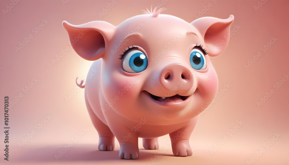 3d render cartoon cute pink cartoon pig animal 3d render cartoon cute pink cartoon pig animal