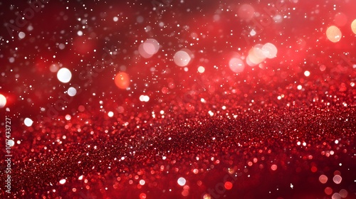 Abstract Red Glitter Background with Bokeh Lights