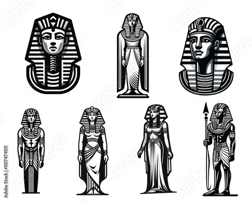 Collection of Egyptian Pharaoh ClipArt Design - Tutankhamen Vector illustration