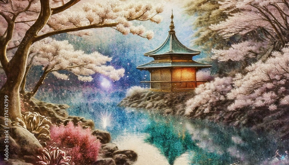 Obraz premium cherry blossoms and castle