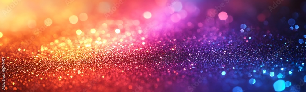 A vibrant, shimmering background featuring a blend of colorful light particles, creating a magical and festive atmosphere.