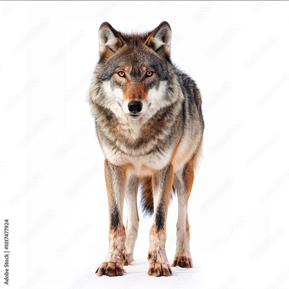 Wolf Standing in Front of White Background. Wolf Standing in Front of White Background.