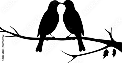 Silhouette of a bird on a tree stalk suitable for logos, icons, print, and others