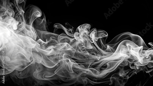 Abstract white smoke pattern on black background