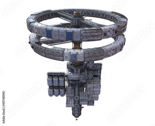 Future Space Station Isolated on White Background 3D Illustration