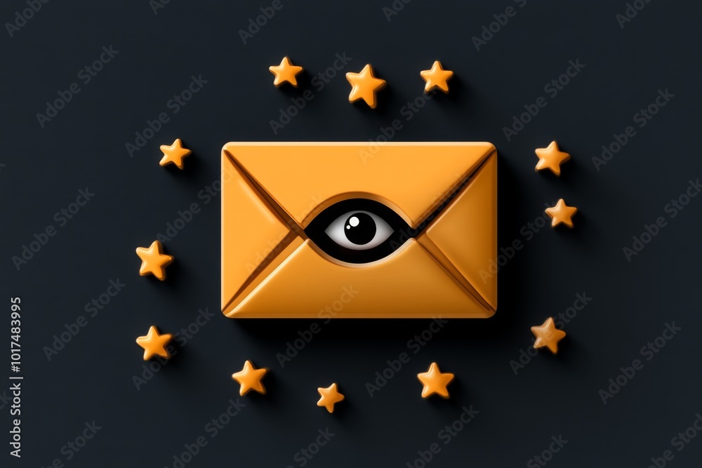Simple minimalist icon of an envelope and a hidden eye, symbolizing the