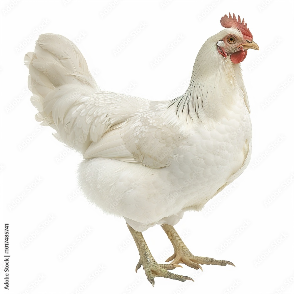 Fototapeta premium white leghorn chicken isolated PNG isolated
