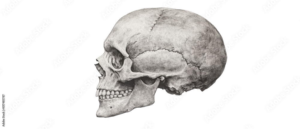 Detailed Charcoal Sketch of Human Skull Detailed Charcoal Sketch of Human Skull