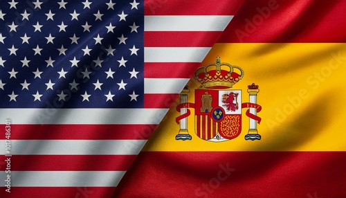 アメリカの国旗とスペインの国旗(America flag & Spain flag.)
