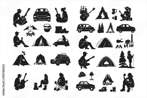 Camping icons Vector illustration