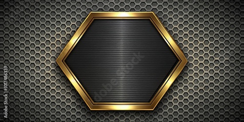 Abstract metal background with black and gold hexagon pattern
