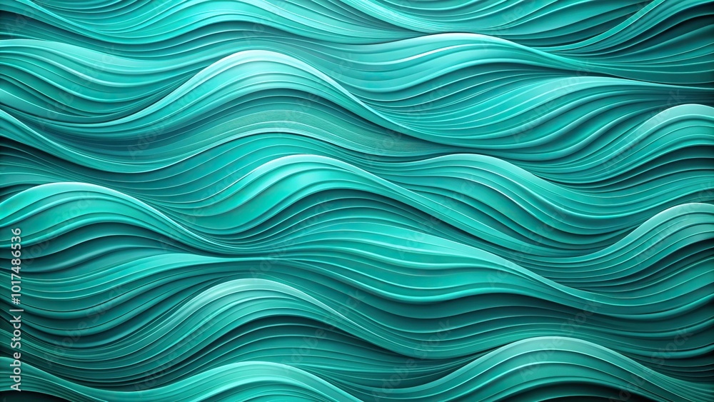 Fototapeta premium Abstract teal color background with random patterns of waves and curves Macro
