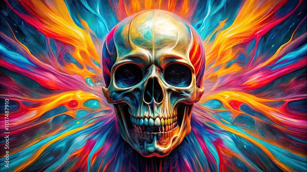 Abstract skull art with vibrant colors and high contrast Abstract skull art with vibrant colors and high contrast