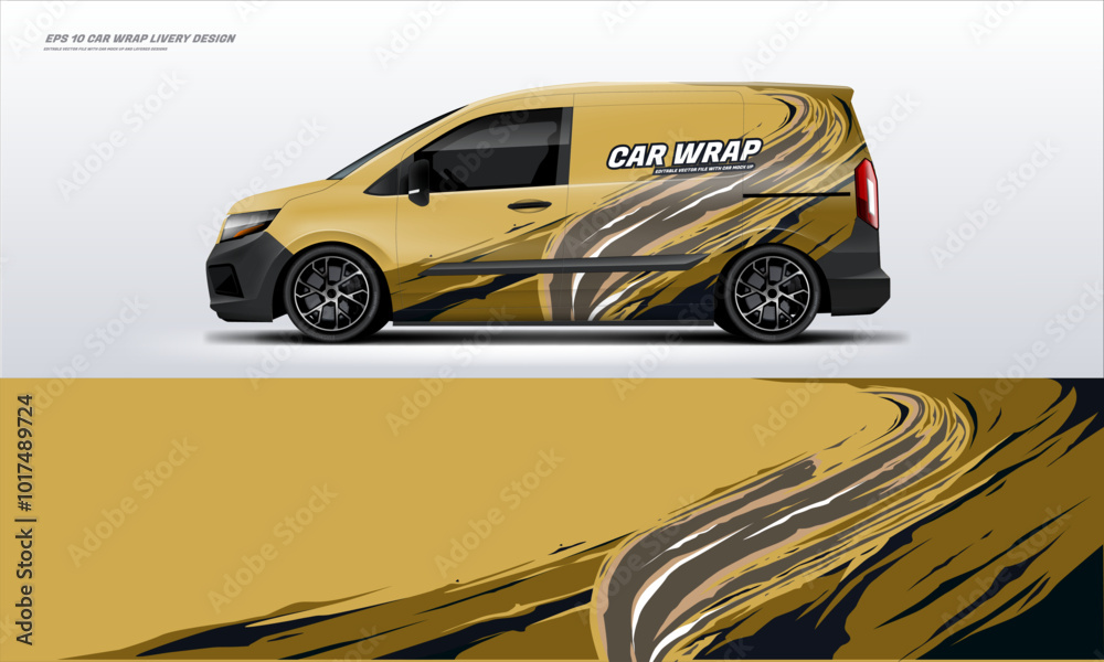 Fototapeta premium van car wrap livery design brown color combination