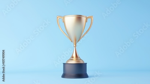 Simple Trophy Icon on Geometric Pedestal