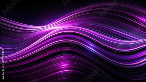 Abstract purple and black wave background with leading lines