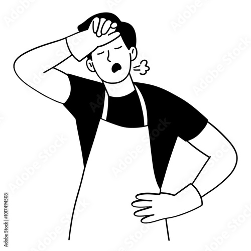 Man tired after cleaning